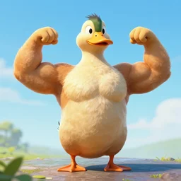 duck with huge muscles