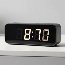 digital alarm clock showing 9 : 7 7