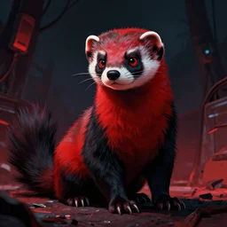 red - and - black weasel / stoat fursona, neo - noir setting, pulp fiction cover style