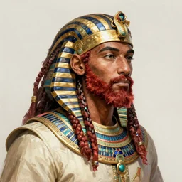 djimon hounsou as egyptian soldier, braided beard redhead dreadlocks, intricate, elegant, highly detailed, digital painting, artstation, concept art, smooth, sharp focus, illustration, artgerm, rutkowski, mucha