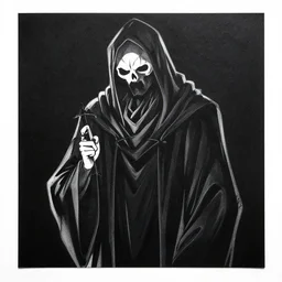 the grim reaper, dramatic, black paper, white ink, style of tsutomu nihei