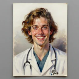 asset sheet, material study ( caricature ) doctor ( hyperrealistic surrealist style cartoon oil paint on canvas art deco ) happy lighthearted