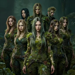 A portrait of zombiefid women covered in nature by Greg Rutkowski, Sung Choi, Mitchell Mohrhauser, Maciej Kuciara, Johnson Ting, Maxim Verehin, Peter Konig, final fantasy, 8k photorealistic, cinematic lighting, HD, high details, dramatic, atmospheric , trending on artstation