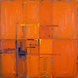 by richard burlet pastel orange. the collage uses a bold colors to create powerful abstract art. it is composed of three large fields of color which are separated by thin vertical lines. colors are applied in thick, luscious brushstrokes, creating a sense of movement & energy. the overall effect is one of vibrancy & life.