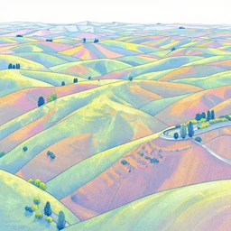 the palouse hills, vivid intricate vibrant elaborate pastel inks, background landscape environment illustration, brad rigney willian murai ilya repin dragan bibin pete mohrbacher, raymond swanlandy stephan matiniere.