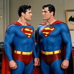 superman on the adam west batman tv show, 1 9 6 6, with robin
