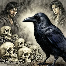portrait, The crow that watches over the souls of the dead, watercolor, dramatic lighting, cinematic, establishing shot, extremely high detail, foto realistic, cinematic lighting, pen and ink, intricate line drawings, by Yoshitaka Amano, Ruan Jia, Kentaro Miura, Artgerm, post processed, concept art, artstation, matte painting, style by eddie mendoza, raphael lacoste, alex ross