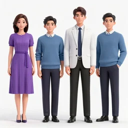 a woman in a violet striped dress, a man in a white blazer and black pants, a man in a blue sweater, a man a turtleneck white sweater, standing in a horizontal line in a field, 1 9 7 0 s easy listening album art, photograph