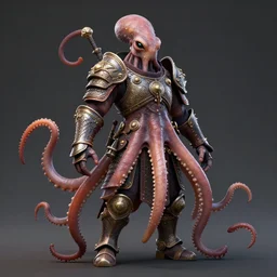 portrait of single warrior in octopus armour, character design, designed in blender, 4 k hd, octane render, coloured, intricate, detailed