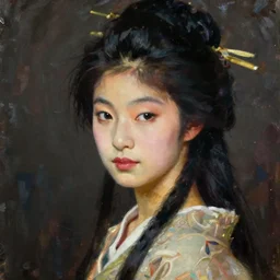 a painting of japanese girl by istvan sandorfi