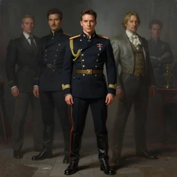 painting of both john oliver and adam driver together, john oliver in front, full body, military uniform, fantasy, elegant, beautiful, highly detailed, centered, dark, smokey, digital painting, concept art, smooth, sharp focus, illustration, deviant art, art by artgerm, art by greg rutkowski, art by alphonse mucha