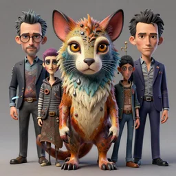 stylish colourful caricature - 3 d vfx art - of a animal, art style by zdzisaw beksinski, hsiao - ron cheng, tadanori yoko, hr giger & james jean, character concept art, unreal engine render, digital illustration, sharp, intricate detail, volumetric light, ray tracing, soft light, claymation style, symmetric, acrylic on