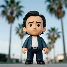 nicolas cage as nendoroid!, background palm trees, kodak film
