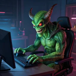 Cthulhu getting mad while playing video games