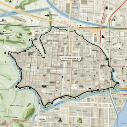 highly detailed map of Washington D.c., intricate, hyperdetailed, in the style of busytown