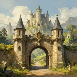 beautiful digital painting of front gate of dwarf city of Erebor from Hobbit trending on Artstation, by Daniel Dociu and Greg Rutkowski, high quality, ultra detailed, ultra realistic, concept art, landscape, architecture, city gate