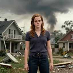 emma watson as an f 4 tornado destroying houses