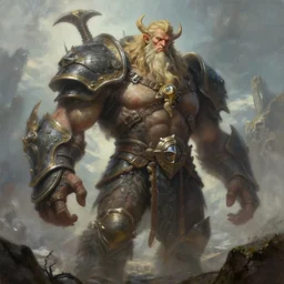 a detailed painting of a fantasy giant, greg rutkowski and thomas kinkade, digital art, realistic painting, fantasy, dnd, character design, very detailed, trending on artstation