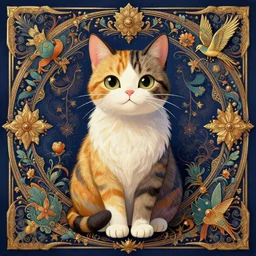 happy cat by Martine Johana and Casey Weldon and Chie Yoshii, rich colors, intricate, elegant, highly detailed, centered, digital painting, artstation, concept art, smooth, sharp focus, illustration