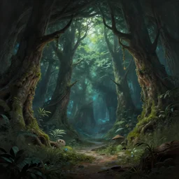 an underground cavern filled with fantasy trees, stunning quality, digital painting