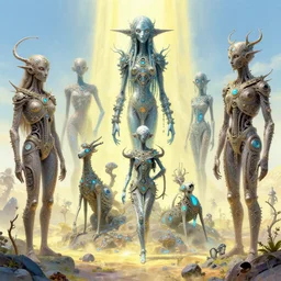dmt trip interdimensional beings by raymond swanland, highly detailed, bright tones