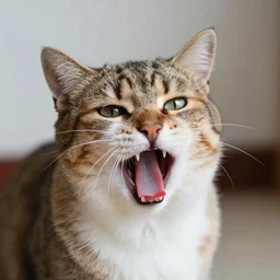 photo of a cat mid-sneeze