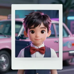3 d super awesome portrait colored polaroid film photograph of vaporwave punk kid, miami vice, super classy. stylish. bowtie. bowtie. smile. super resolution. extremely detailed. polaroid 6 0 0 film. by annie leibovitz and richard avedon, intricate, elegant, sharp