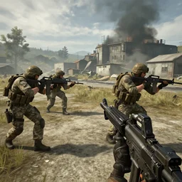 soldier battlefield 4 by simon stalenhag and robbert sammelin and eric persson, in - game screenshot, battlefield 4, 4 k, hd wallpaper, hdr, tonemapping, detailed, atmospheric, global illumination, majestical lighting, saturated, wet, ray tracing, anamorphic lens, chromatic aberration, vivid pastel color scheme, lens flare