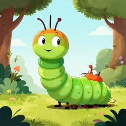 caterpillar cartoon in style of Vince Locke
