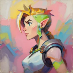 greg manchess portrait painting of abigale shapiro as overwatch character, medium shot, asymmetrical, profile picture, organic painting, sunny day, matte painting, bold shapes, hard edges, street art, trending on artstation, by huang guangjian and gil elvgren and sachin teng