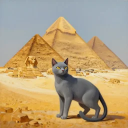 cat aliens building the pyramids of giza painting alex grey style