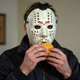 Jason Voorhees eat a orange