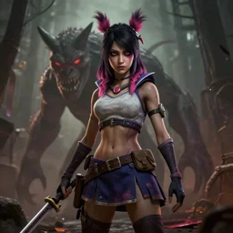 dead by daylight but Akali is the monster. rendering in photorealistic octane. 4k