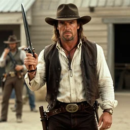 film still of Dave Bautista as Doc Holiday in Tombstone 1993, 4k
