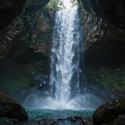 energy waterfall stream in a mystical cave, photoreal, dramatic, cinematic, detailed, magnificiant, realistic, photo real, unreal engine 5, rule of thirds, dynamic lighting, in the style of eddie mendoza, raphael lacoste and sebastian luedke