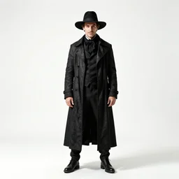 cheerful victorian ghost hunter, cinematic studio photo, full body, standing, isolated on a pure white background, centered, whole figure in frame, sharp focus, studio lighting