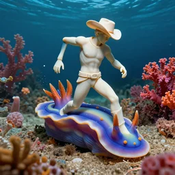 a cowboy turning into blooms. tropical sea slugs. complementary colors. national geographic. 8 k, rendered in octane, smooth gradients. sculpture by antonio canova by slim aarons, by zhang kechun, by lynda benglis, by frank frazetta.