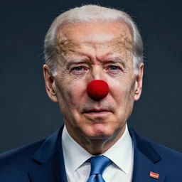 fantasy art 4 k ultra detailed realiatic hyper accurate joe biden as a sad crying tears clown red nose
