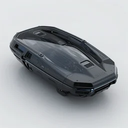 a dark glass and plastic surface box shaped stealth flying vehicle, scifi flying vehicle, bladerunner 2 0 4 9, air conditioner, washing machine, pininfarina, hard surface, studio lighting, unreal engine 5, light background, masterpiece vehicle design,