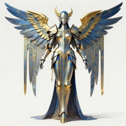 art deco valkyrie, blue and gold ornate armor, highly detailed, intricate detail, art station,