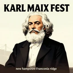 music festival poster, karl marx fest, new hampshire franconia ridge, socialist realism