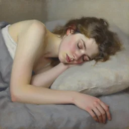 sleeping girl, oil painting, art by evan wilson