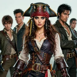 beautiful! female, pirate style, leather, extreme detail, in style of yoji shinkawa, ross tran, atey ghailan, greg rutkowski, wlop, makoto shinkai, takashi takeuchi studio ghibli, akihiko yoshida, ilya kuvshinov, pixiv fanbox, anime aesthetic