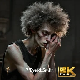 young and skinny robert smith as a zombie feeling shy with fluffy big hair, 7 days to die zombie, fine art, award winning, intricate, soft light from the side, elegant, sharp focus, cinematic lighting, highly detailed, digital painting, 8 k concept art, art by z. w. gu, art by brom, art by michael hussar, masterpiece, 8 k