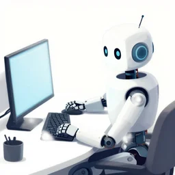 lofi robot drawing at his desk