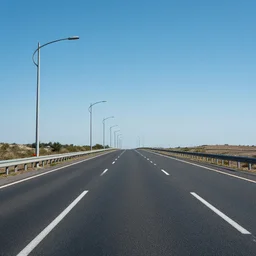 endless highway with lighpoles in the distance