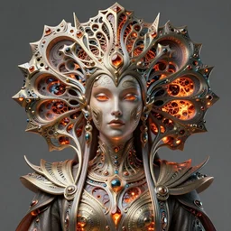 artstation futuristic 3 d model of hyper - detailed beautiful groovypunk queen of fractal lava in full regal attire. face portrait. art nouveau!!!, symbolist, visionary, baroque, giant fractal details. horizontal symmetry by zdzisław beksinski, iris van herpen, raymond swanland and alphonse mucha. hyper - real, beautiful