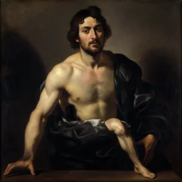 the hollow man by T.S. Eliot, in the style of Caravaggio
