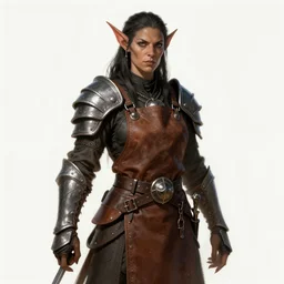 female orc warrior, blacksmith, leather apron, D&D, fantasy, portrait, highly detailed,  digital painting, trending on artstation, concept art, sharp focus, illustration, art by artgerm and greg rutkowski and magali villeneuve and SCOTT FISCHER