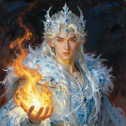 male god of ice and fire, portrait painting by gaston bussiere, j. c. leyendecker, yoji shinkawa